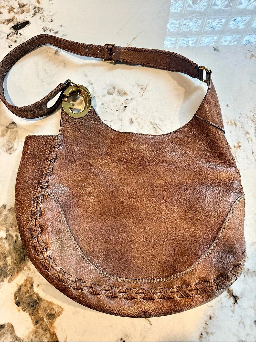 Gucci G Wave Hobo Bag Brown Leather